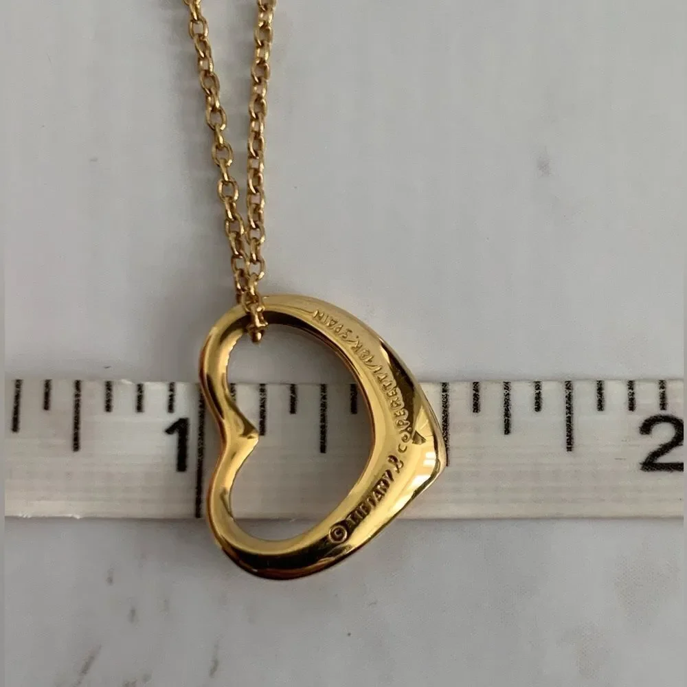 Tiffany and Co. Pendant Necklace Open Heart Peretti 18k Yellow Gold